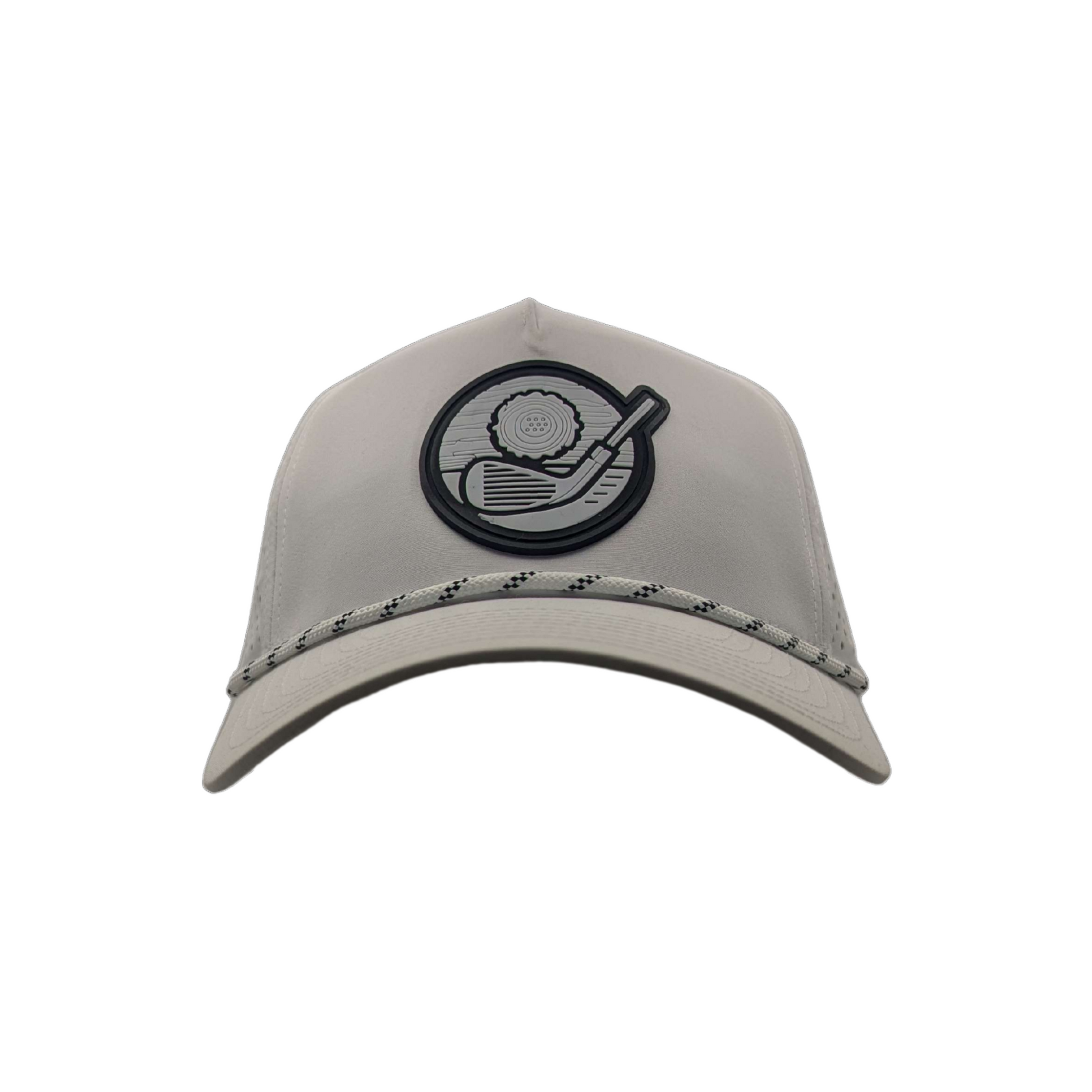 White rope hat by Iron & Wood Golf, designed for golfers with a stylish, comfortable fit. Perfect for both on and off the course.